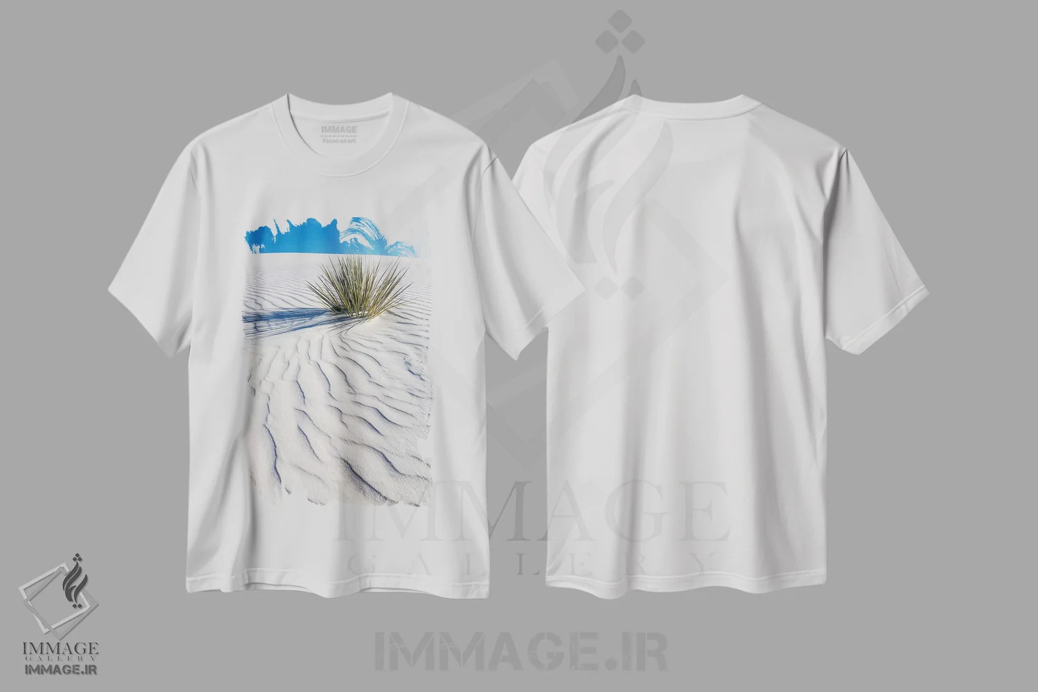 تیشرت سفید طرح دار – تیشرت طبیعت ,تپه شنی وایت سندز اثر ملانی ویولا immage.ir