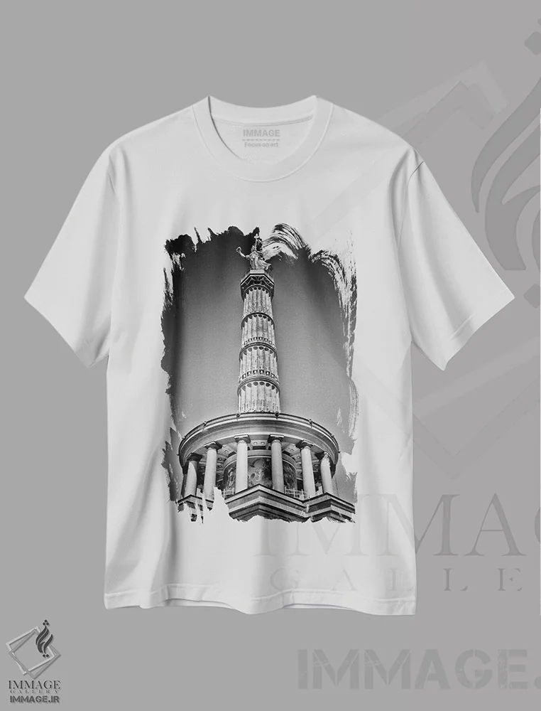 تیشرت سفید طرح دار – تیشرت شهری ,ستون پیروزی برلین اثر ملانی ویولا immage.ir