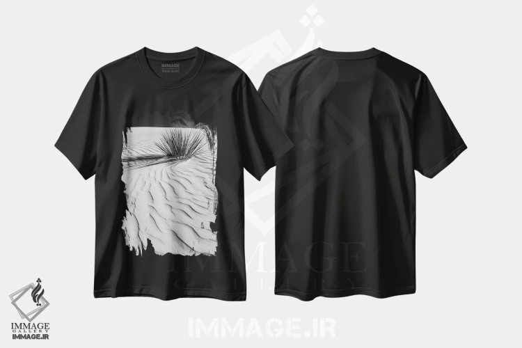 تیشرت مشکی طرح دار – تیشرت هنری ,تپه شنی وایت سندز اثر ملانی ویولا immage.ir