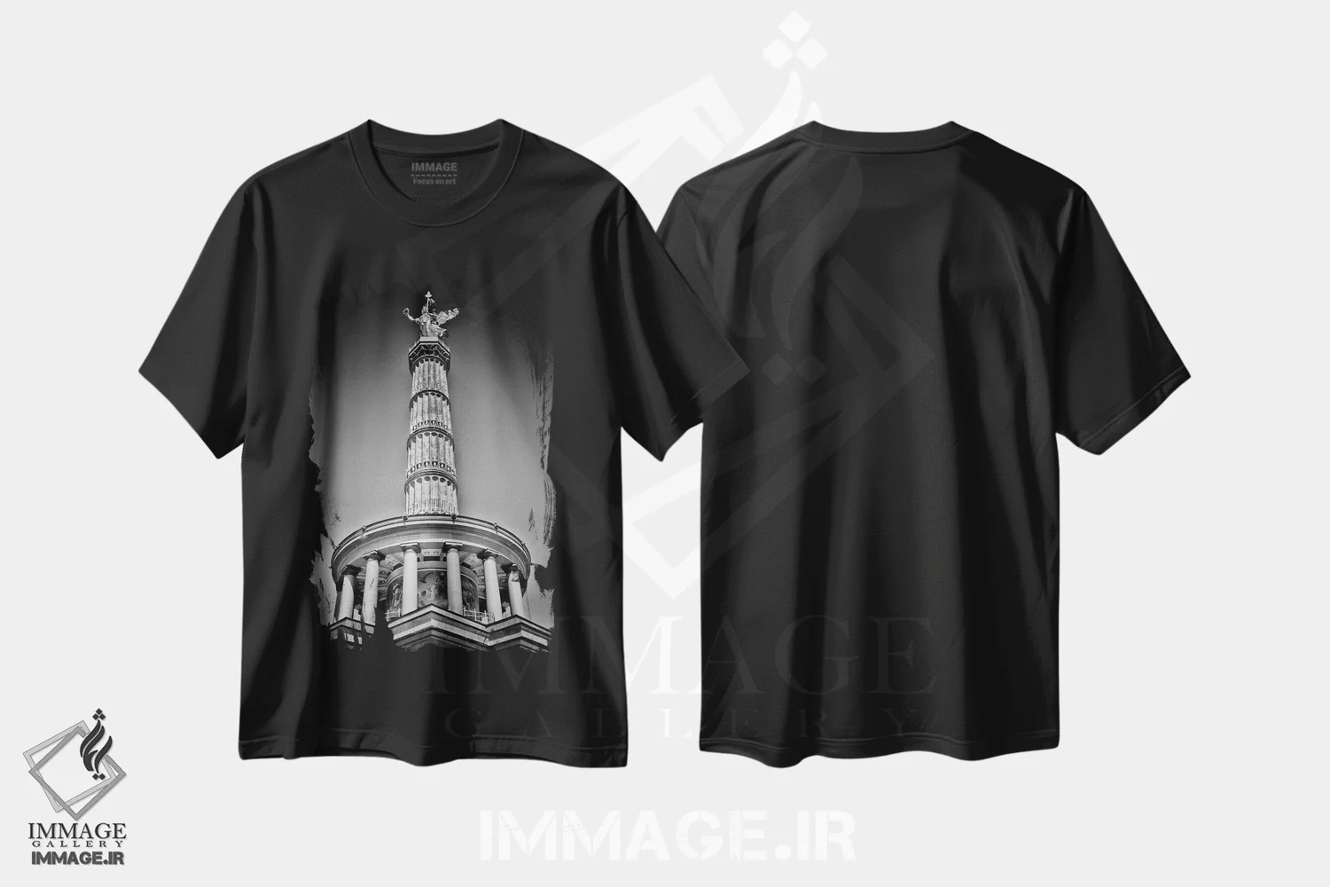 تیشرت مشکی طرح دار – تیشرت شهری ,ستون پیروزی برلین اثر ملانی ویولا فروشگاه ایماژ