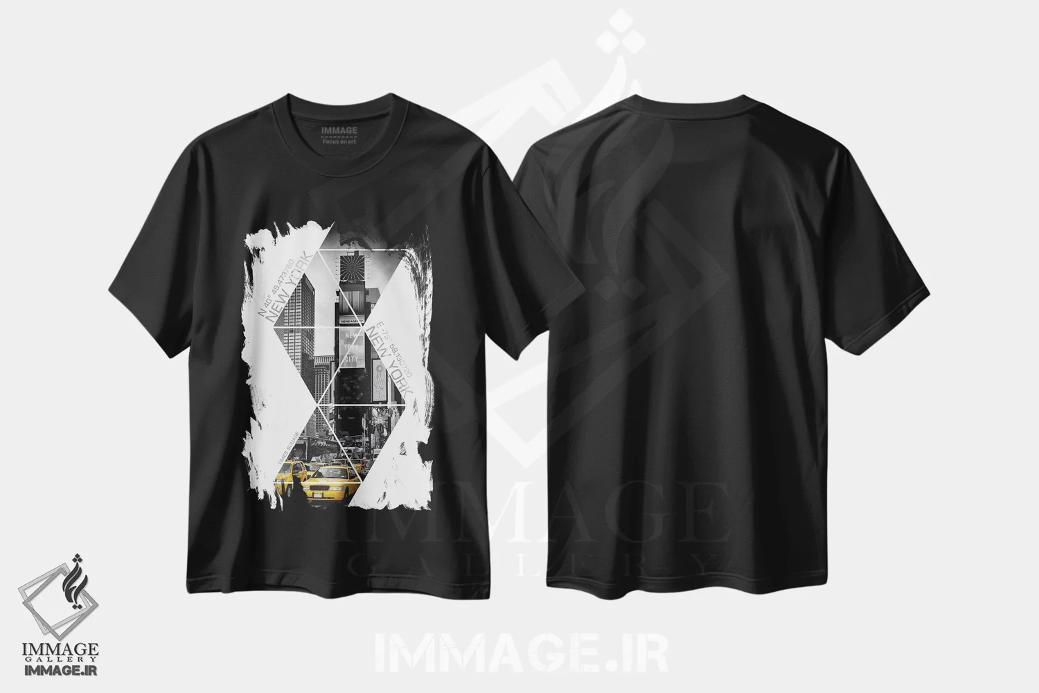 تیشرت مشکی طرح دار – تیشرت شهری ,مختصات میدان تایمز نیویورک اثر ملانی ویولا فروشگاه ایماژ