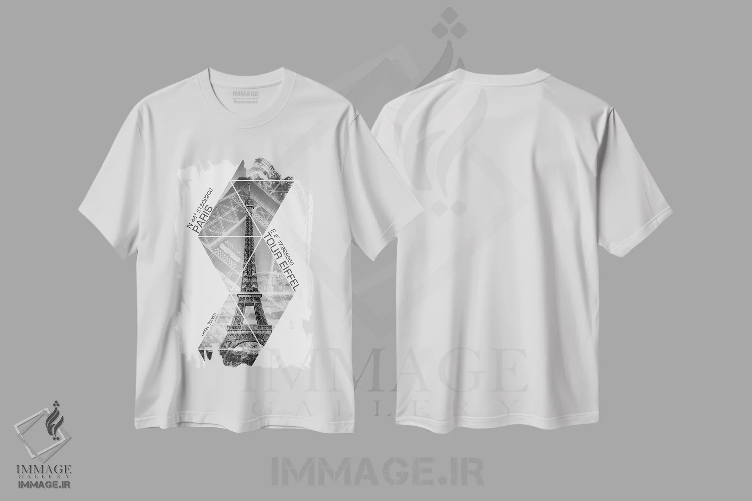 تیشرت سفید طرح دار – تیشرت دیجیتال ,مختصات برج ایفل پاریس III اثر ملانی ویولا immage.ir