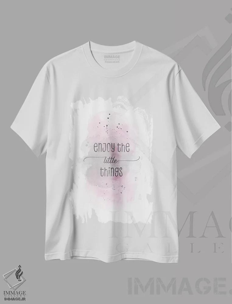 تیشرت سفید طرح دار – تیشرت انگیزشی ,از چیزهای کوچک لذت ببر اثر ملانی ویولا immage.ir