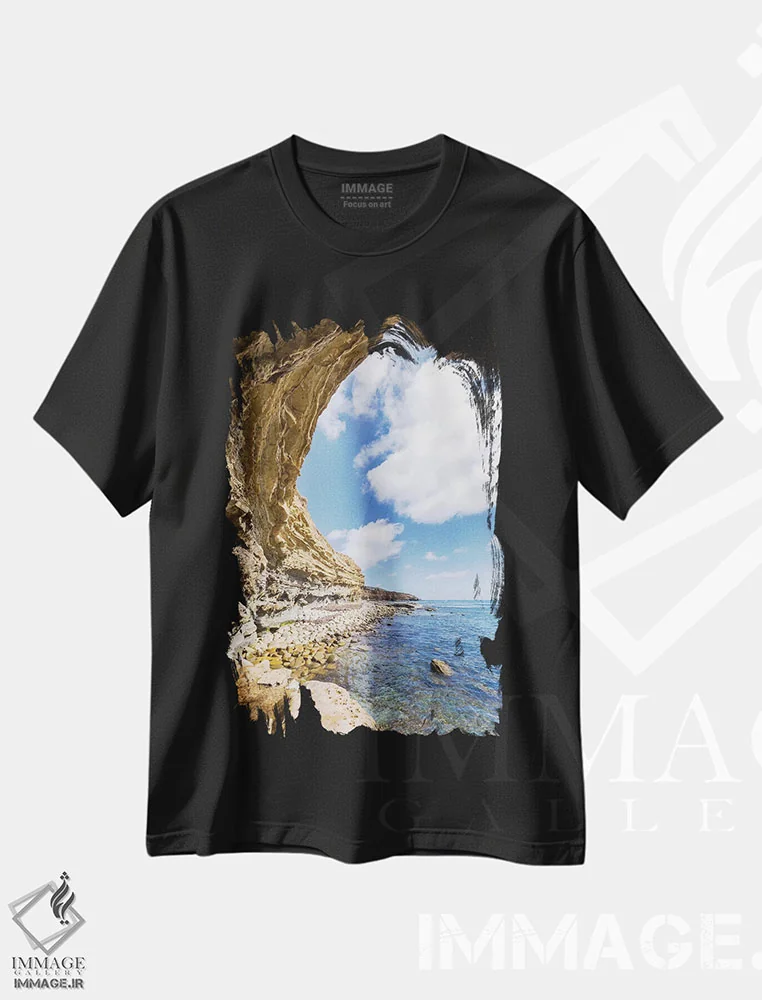 تیشرت مشکی طرح دار – تیشرت طبیعت ,غار سان دیه گو سانست کلیفز اثر ملانی ویولا فروشگاه ایماژ