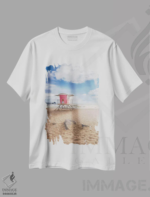 تیشرت سفید طرح دار – تیشرت طبیعت ,ساحل امپریال سن دیه گو اثر ملانی ویولا فروشگاه ایماژ