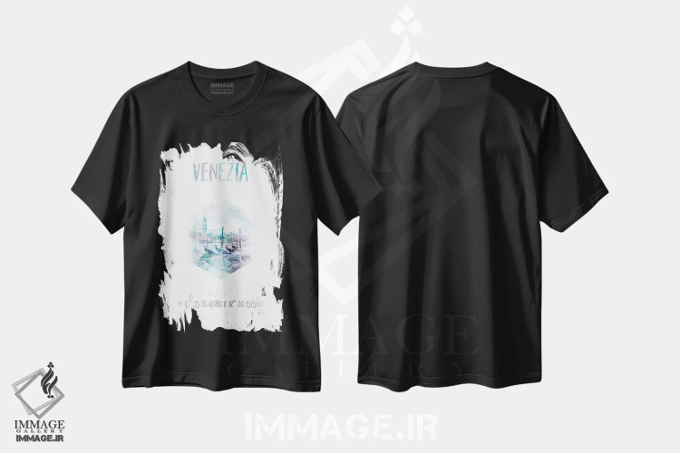 تیشرت مشکی طرح دار – تیشرت شهری ,مختصات گرند کانال ونیز اثر ملانی ویولا immage.ir