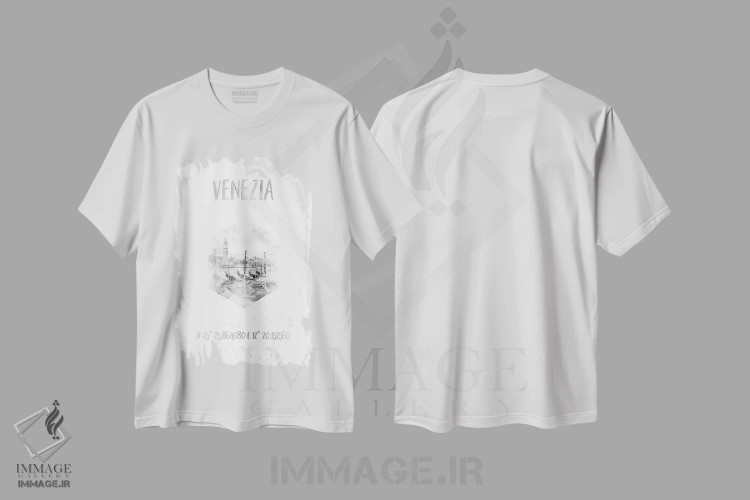 تیشرت سفید طرح دار – تیشرت معماری ,مختصات گرند کانال ونیز اثر ملانی ویولا فروشگاه ایماژ