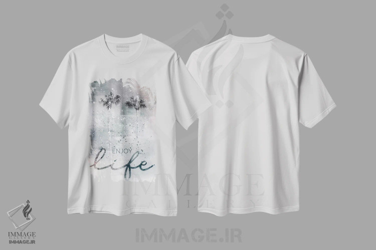 تیشرت سفید طرح دار – تیشرت تایپوگرافی ,درختان نخل دل انگیز؛ از زندگی لذت ببر اثر ملانی ویولا immage.ir