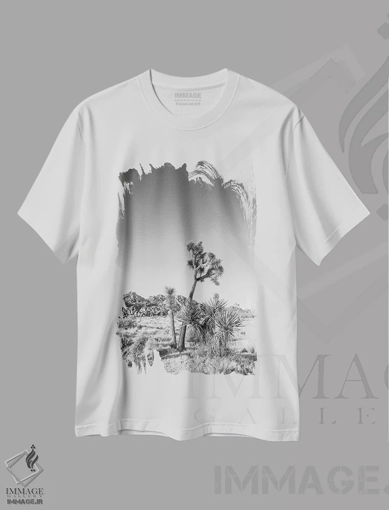 تیشرت سفید طرح دار – تیشرت سیاه سفید ,پارک ملی جاشوا تری اثر ملانی ویولا فروشگاه ایماژ