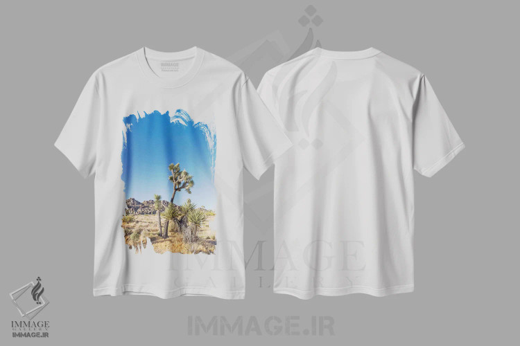 تیشرت سفید طرح دار – تیشرت طبیعت ,پارک ملی طبیعی جاشوا تری اثر ملانی ویولا immage.ir