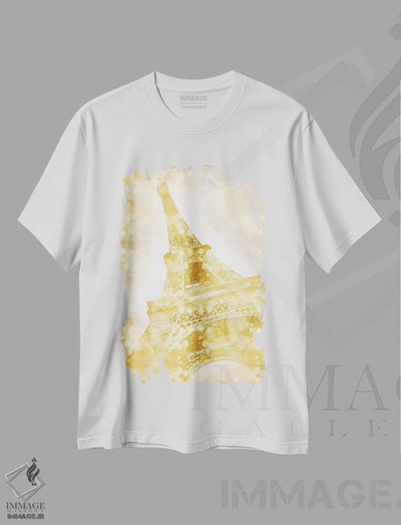 تیشرت سفید طرح دار – تیشرت معماری ,برج ایفل اثر ملانی ویولا immage.ir