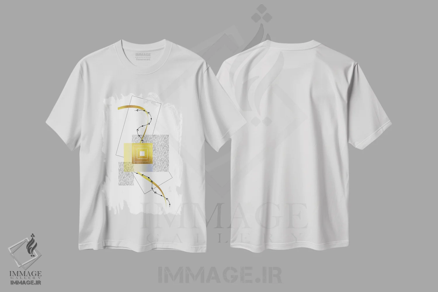 تیشرت سفید طرح دار – تیشرت طلایی ,طرح شیک شماره اثر ملانی ویولا فروشگاه ایماژ