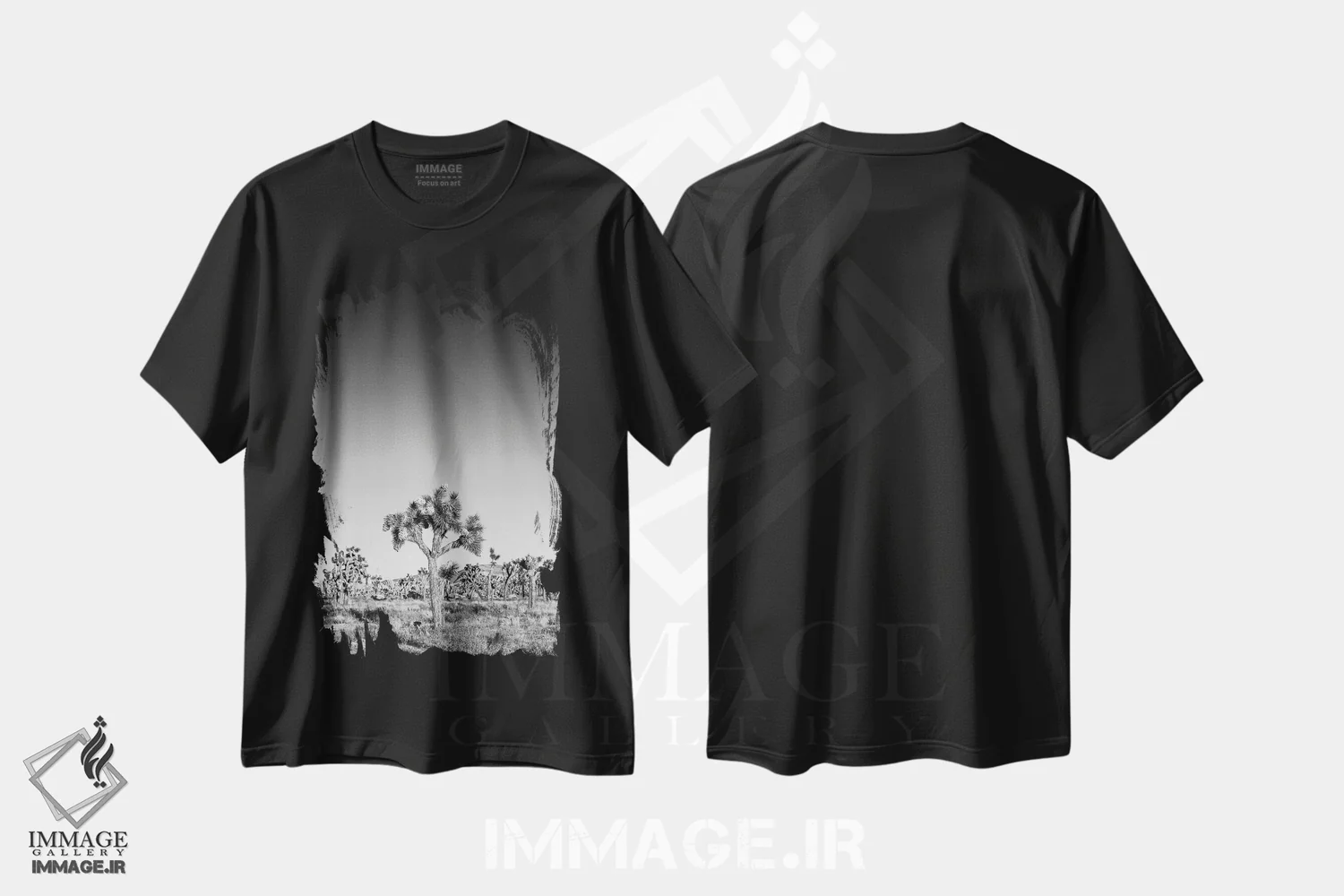 تیشرت مشکی طرح دار – تیشرت طبیعت ,درختان جاشوا اثر ملانی ویولا فروشگاه ایماژ