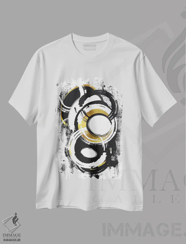 تیشرت سفید طرح دار – تیشرت هنری ,نقاشی آبستره شماره اثر ملانی ویولا فروشگاه ایماژ