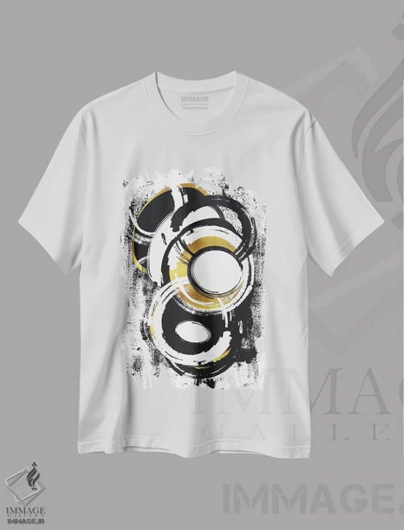 تیشرت سفید طرح دار – تیشرت هنری ,نقاشی آبستره شماره اثر ملانی ویولا فروشگاه ایماژ