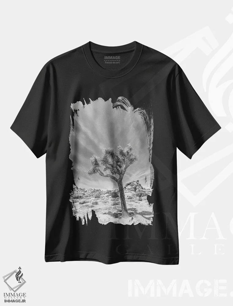 تیشرت مشکی طرح دار – تیشرت طبیعت ,درخت جاشوای تنها اثر ملانی ویولا immage.ir
