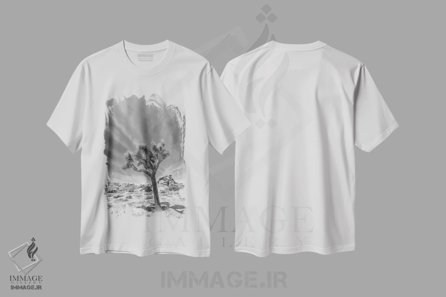 تیشرت سفید طرح دار – تیشرت طبیعت ,درخت جاشوای تنها اثر ملانی ویولا فروشگاه ایماژ