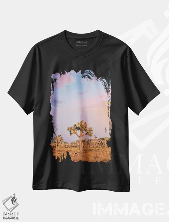 تیشرت مشکی طرح دار – تیشرت طبیعت ,غروب دل انگیز در پارک ملی جاشوا تری اثر ملانی ویولا immage.ir