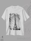 تیشرت سفید طرح دار – تیشرت گرافیکی ,برج ایفل با نوردهی دوگانه II اثر ملانی ویولا فروشگاه ایماژ
