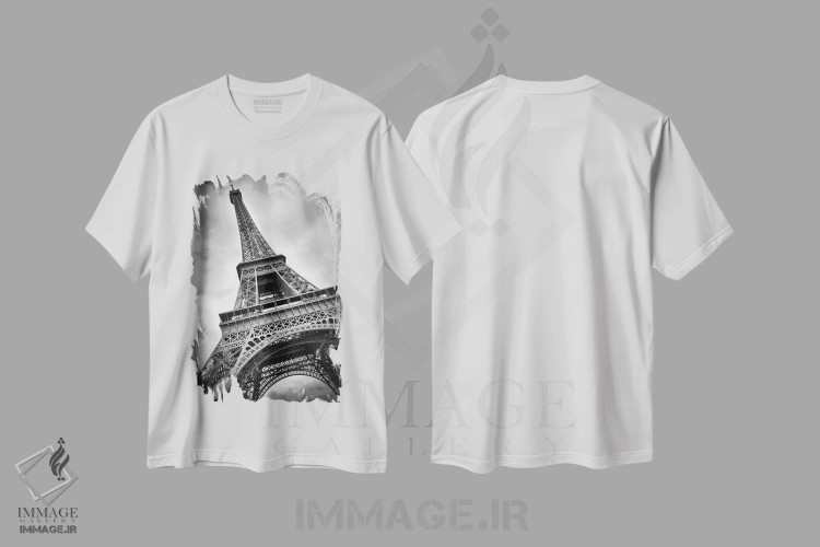 تیشرت سفید طرح دار – تیشرت شهری ,برج ایفل داینامیک اثر ملانی ویولا immage.ir