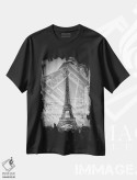 تیشرت مشکی طرح دار – تیشرت گرافیکی ,برج ایفل با نوردهی دوگانه II اثر ملانی ویولا immage.ir