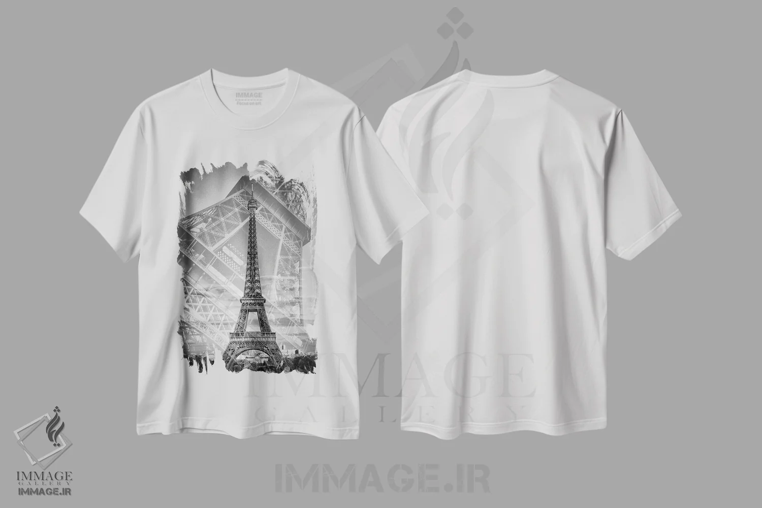 تیشرت سفید طرح دار – تیشرت گرافیکی ,برج ایفل با نوردهی دوگانه II اثر ملانی ویولا فروشگاه ایماژ