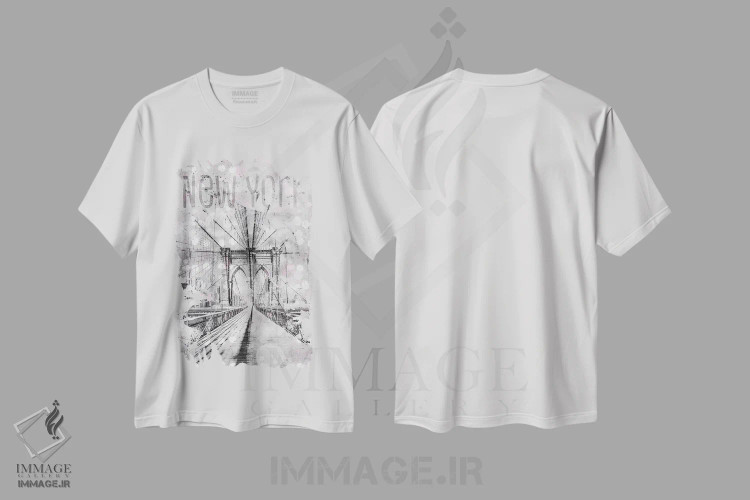 تیشرت سفید طرح دار – تیشرت شهری ,هنر گرافیکی پل بروکلین نیویورک اثر ملانی ویولا فروشگاه ایماژ