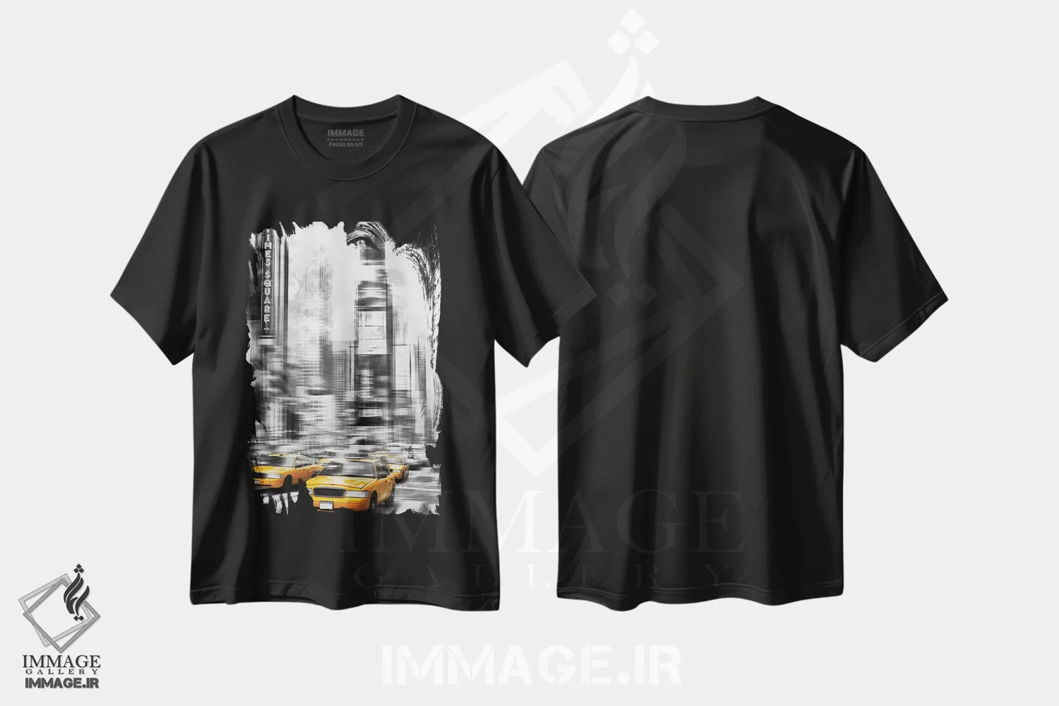 تیشرت مشکی طرح دار – تیشرت شهری ,هنر مدرن میدان تایمز اثر ملانی ویولا فروشگاه ایماژ