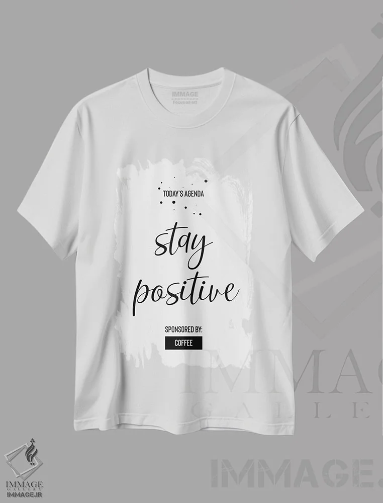 تیشرت سفید طرح دار – تیشرت طنز ,برنامه امروز: مثبت بمان اثر ملانی ویولا فروشگاه ایماژ