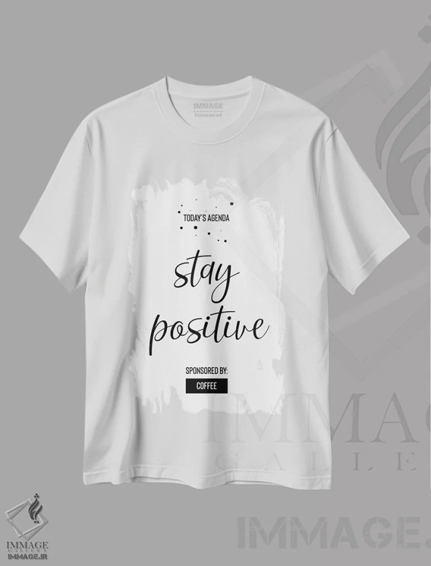تیشرت سفید طرح دار – تیشرت طنز ,برنامه امروز: مثبت بمان اثر ملانی ویولا فروشگاه ایماژ