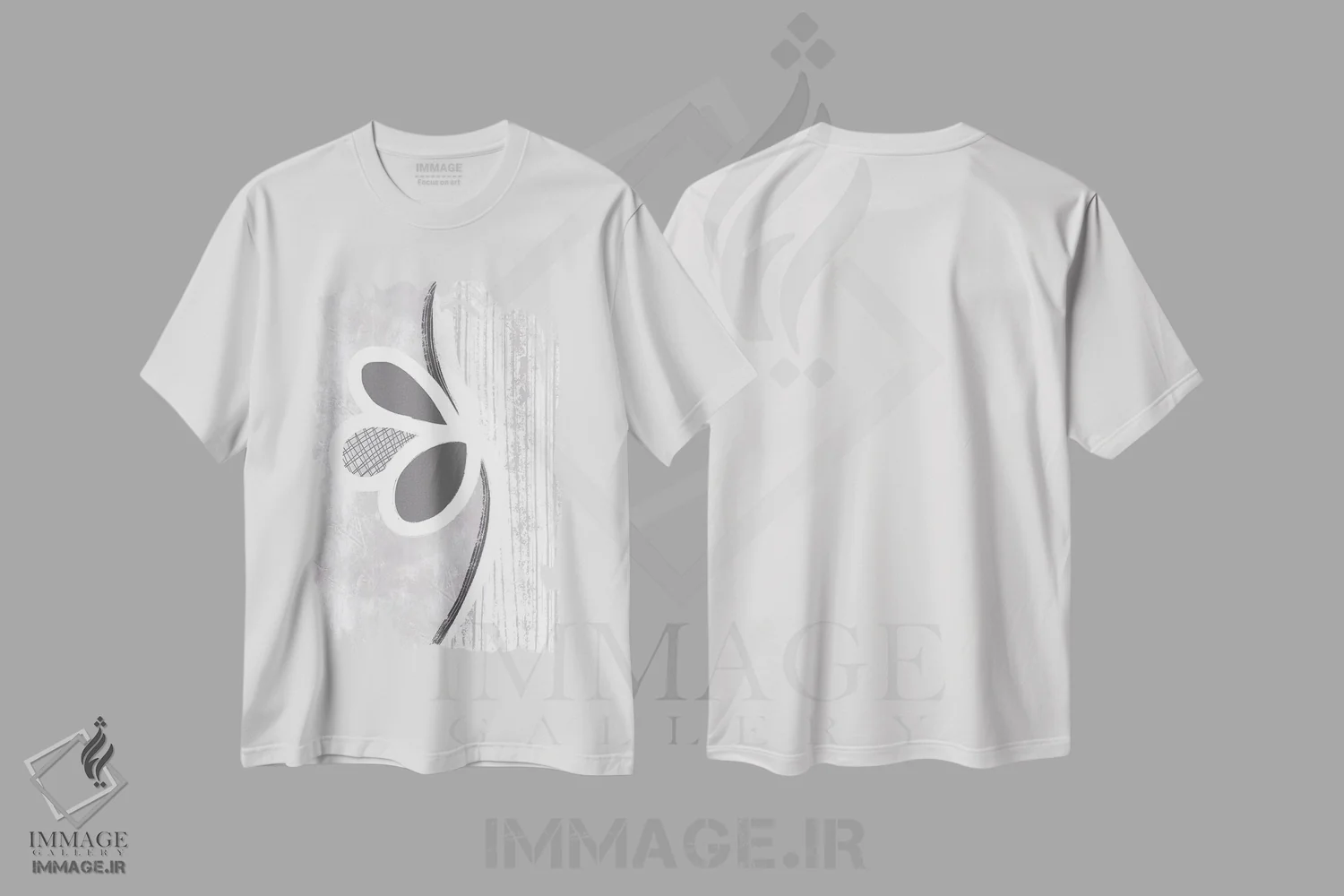 تیشرت سفید طرح دار – تیشرت هنری ,نقاشی آبستره شماره اثر ملانی ویولا immage.ir