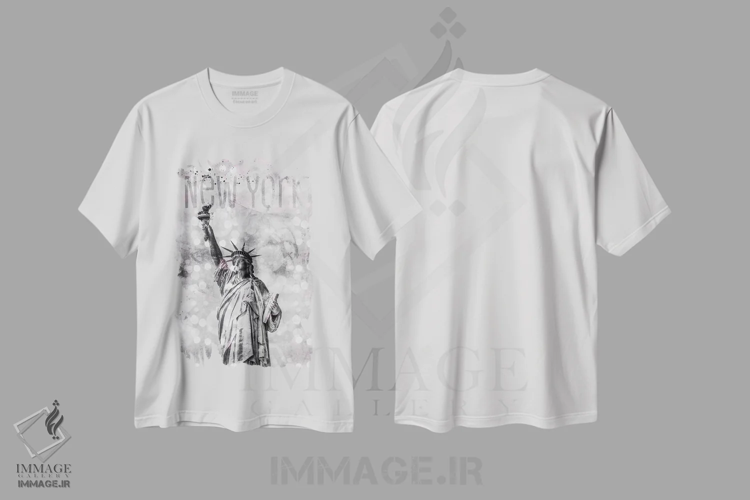 تیشرت سفید طرح دار – تیشرت شهری ,هنر گرافیکی مجسمه آزادی نیویورک اثر ملانی ویولا immage.ir