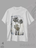 تیشرت سفید طرح دار – تیشرت طبیعت ,هنر مدرن نخل های دوست داشتنی اثر ملانی ویولا immage.ir