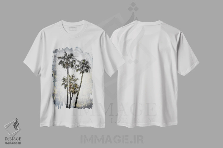 تیشرت سفید طرح دار – تیشرت طبیعت ,هنر مدرن نخل های دوست داشتنی اثر ملانی ویولا immage.ir