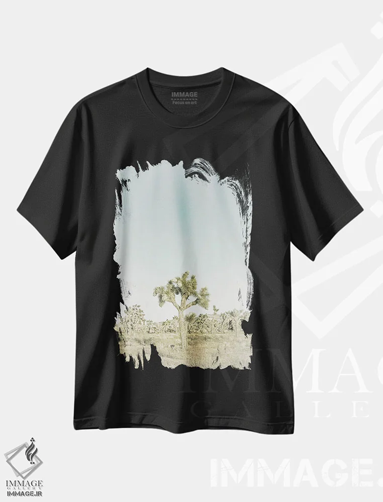 تیشرت مشکی طرح دار – تیشرت طبیعت گردی ,پارک ملی جاشوا تری | وینتیج اثر ملانی ویولا فروشگاه ایماژ