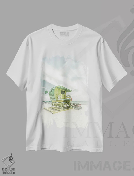 تیشرت سفید طرح دار – تیشرت وینتیج ,حال وهوای وینتیج فلوریدا در ساحل میامی اثر ملانی ویولا فروشگاه ایماژ