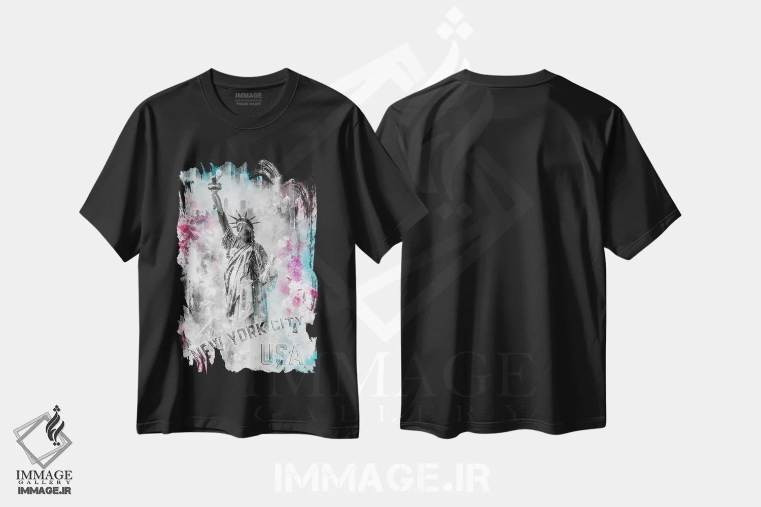 تیشرت مشکی طرح دار – تیشرت پاپ آرت ,پاپ آرت مجسمه آزادی اثر ملانی ویولا immage.ir