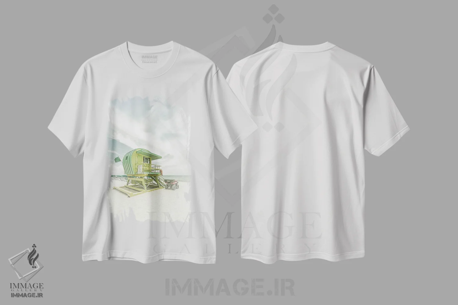 تیشرت سفید طرح دار – تیشرت وینتیج ,حال وهوای وینتیج فلوریدا در ساحل میامی اثر ملانی ویولا فروشگاه ایماژ