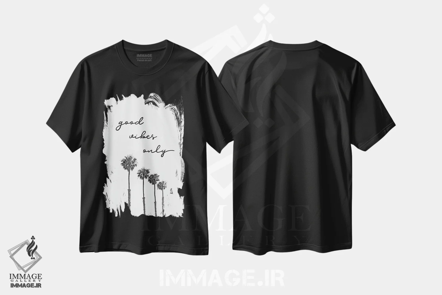 تیشرت مشکی طرح دار – تیشرت انگیزشی ,نخل ها | فقط حال خوب اثر ملانی ویولا فروشگاه ایماژ