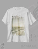 تیشرت سفید طرح دار – تیشرت ساحلی ,غروب جزیره گاسپاریلا | وینتیج اثر ملانی ویولا فروشگاه ایماژ
