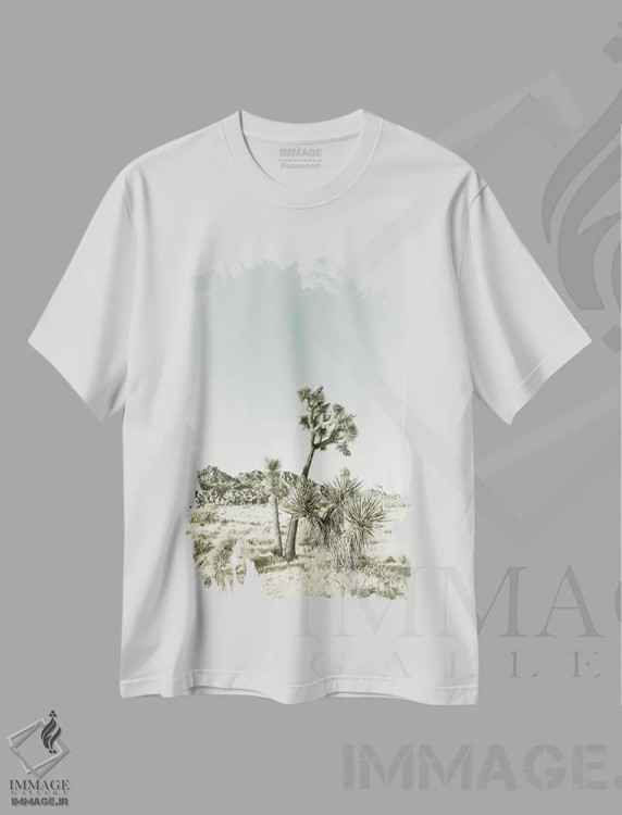 تیشرت سفید طرح دار – تیشرت طبیعت ,درختان جاشوا وینتیج اثر ملانی ویولا فروشگاه ایماژ