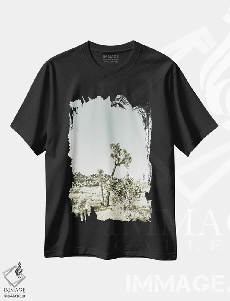 تیشرت مشکی طرح دار – تیشرت طبیعت ,درختان جاشوا وینتیج اثر ملانی ویولا immage.ir