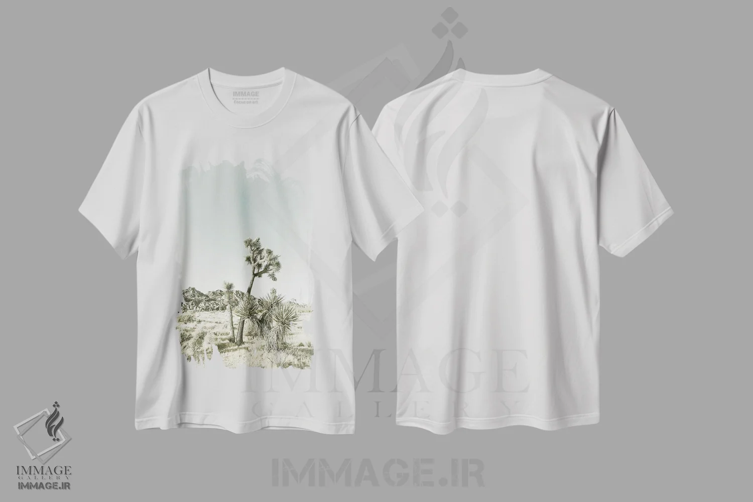 تیشرت سفید طرح دار – تیشرت طبیعت ,درختان جاشوا وینتیج اثر ملانی ویولا فروشگاه ایماژ