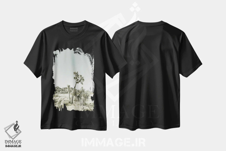تیشرت مشکی طرح دار – تیشرت طبیعت ,درختان جاشوا وینتیج اثر ملانی ویولا immage.ir