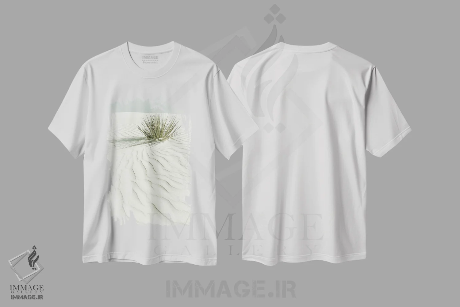 تیشرت سفید طرح دار – تیشرت طبیعت ,منظره رؤیایی ماسه های سفید | وینتیج اثر ملانی ویولا immage.ir