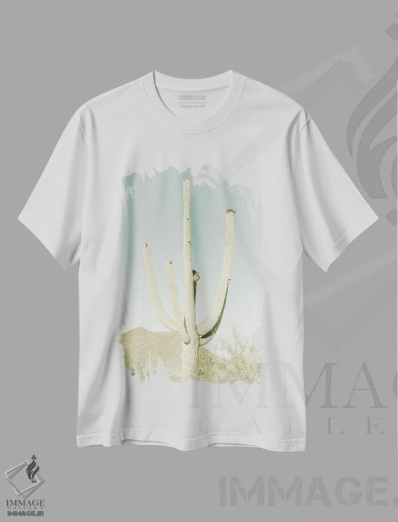 تیشرت سفید طرح دار – تیشرت طبیعت ,ساگواروی غول پیکر در پارک ملی ساگوارو | وینتیج اثر ملانی ویولا فروشگاه ایماژ
