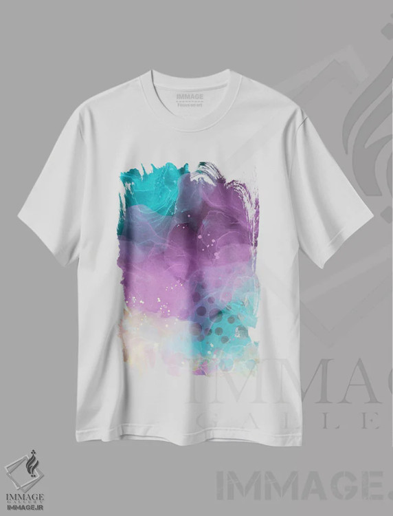 تیشرت سفید طرح دار – تیشرت هنری ,جوهر الکلی و رنگ شماره اثر ملانی ویولا immage.ir