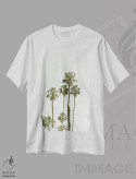 تیشرت سفید طرح دار – تیشرت طبیعت ,تابستانی با نخل ها اثر ملانی ویولا فروشگاه ایماژ