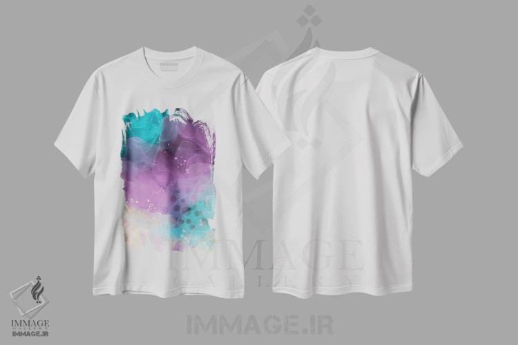 تیشرت سفید طرح دار – تیشرت هنری ,جوهر الکلی و رنگ شماره اثر ملانی ویولا immage.ir