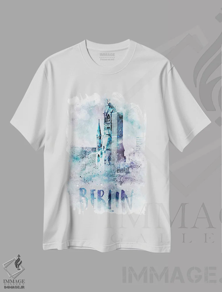 تیشرت سفید طرح دار – تیشرت شهری ,برلین مدرن اثر ملانی ویولا فروشگاه ایماژ